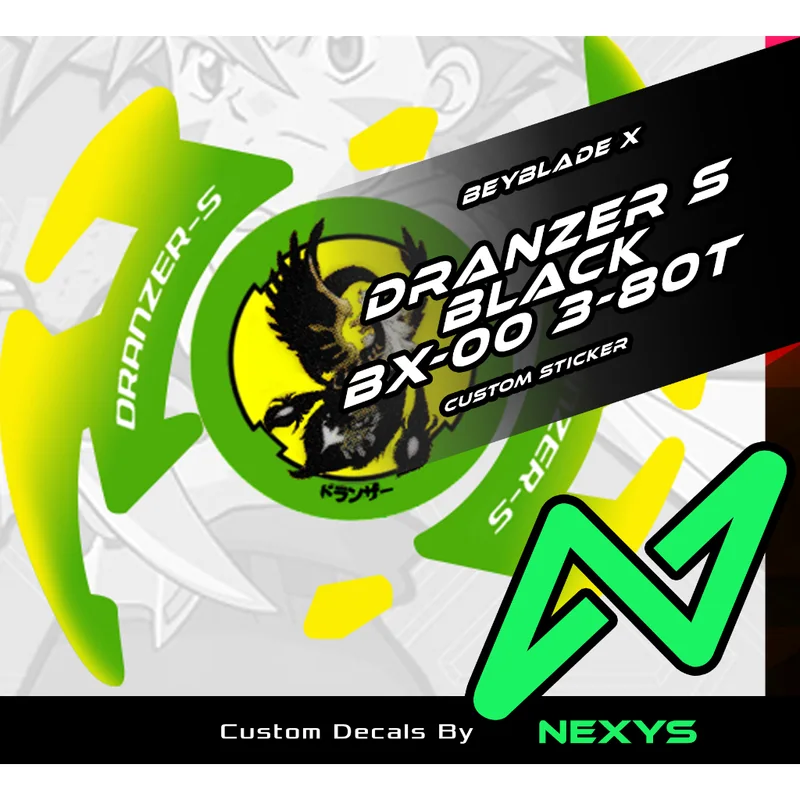 Beyblade X Dranzer S Black - Custom Sticker